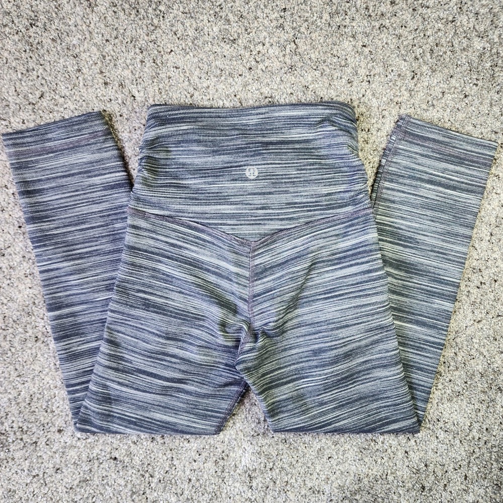 Lululemon Leggings Womens 2 Space Dye Gray Crossover High Rise Crop Excellent